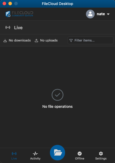Screenshot of the FileCloud interface